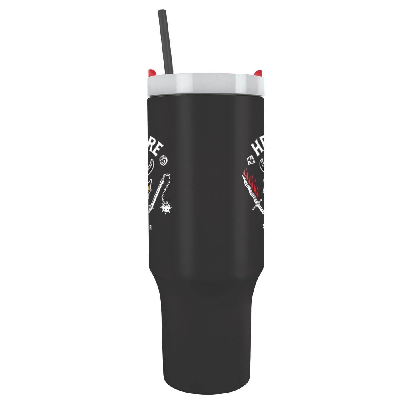 ‎Pyramid International Stranger Things Hellfire Club, bicchiere da 1200 ml, con cannuccia e coperchio, isolamento sottovuoto a doppia parete, mantiene le bevande fredde fino a 11 ore, calde fino a 7