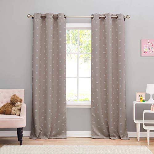 Duck River Textiles Lala + Bash 12073D = 12 2 Pezzo Kelly Heart Blackout Pair Panel, 38 x 84, Grigio, 38 x 84/2PC