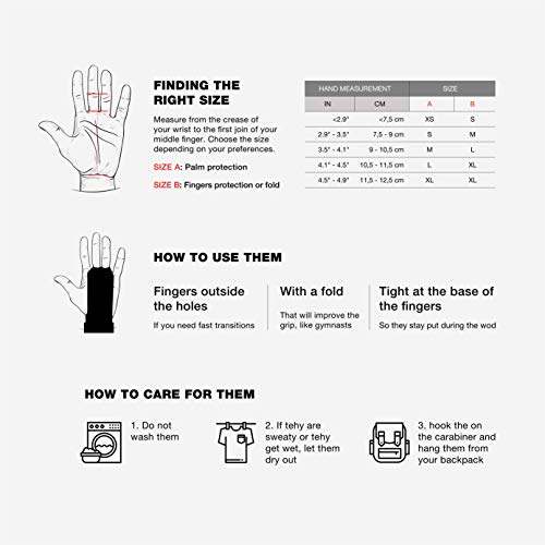 PICSIL RX Carbon Grips 3 Holes, Hand Made, Hand Grips for Weightlifting, Muscleups, Pull Ups, Gymnastics, Prevent Blisters and Rips,Hand Protection, for Men and Women (Orange, S)