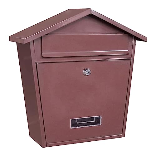 Wall-Mount Mailbox Stainless Steel Mailbox European Style Modern Post Box Wall Mounted Clamshell Drop Box with Reinforced Lock Home Parcel Box (Silver)