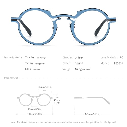 Image of FONEX Colorful Pure Titanium Glasses Frame Women Retro Round Eyeglasses