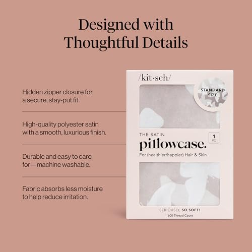 Image of Kitsch Satin Pillowcase with Zipper - Standard Size, Champagne Butterfly | Softer Than Silk Pillow Cases, Smooth Cooling Satin Pillow Case for Hair and Skin, Wrinkle-Free, Machine Washable