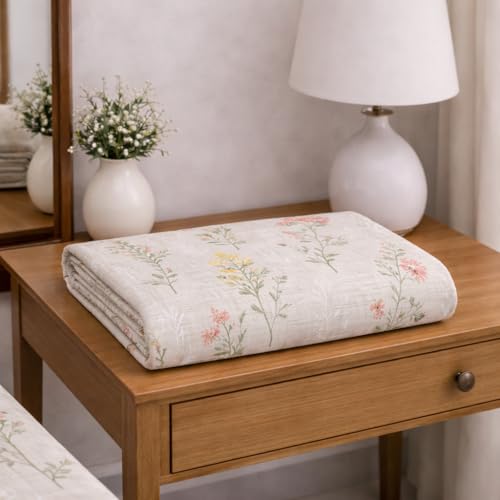 Image of DECORUM Cloud Cotton Double Bedsheet Floral Print with 2 Pillow Covers | 244 TC | Ultra Soft Feel | Premium Comfort | Breathable & Skin Friendly | for Bedroom (90 x 90 Inches)