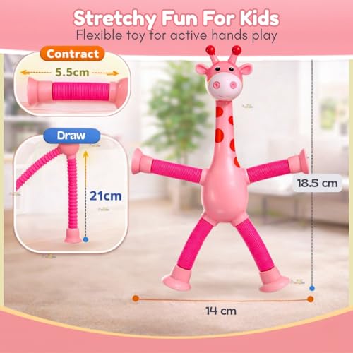 Image of Toy Imagine Pack of 12 Telescopic Suction Toys Giraffe for Kids Birthday Return Gift Set Bulk Gifting Party Favor Toys for Kids Boys Girls