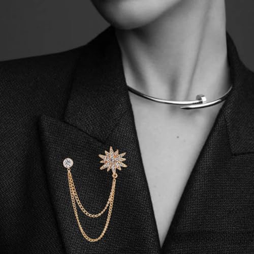 Image of women's chain brooch tassel chain rhinestone zircon brooch is suitable for women's metal chain clothing accessories, jewelry, gifts, and various holiday accessories