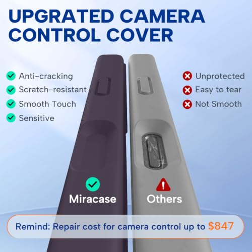 Image of Miracase Magnetic for iPhone 17 Pro Case, Compatible with MagSafe, Integrated Silicone Camera Control Cover, 3.0mm Thicken Shockproof Drop Protection Phone Case for 17 Pro,Dark Purple