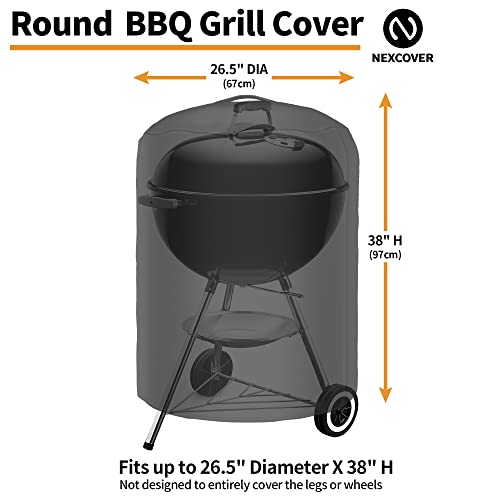 Nexcover Kettle Grill Cover | 26.5 Inch Charcoal Bbq Cover, Round Barbecue Cover, Fade & Uv Resistant Small Smoker Cover, Waterproof Heavy Duty Cover, Compatible For Weber 22" Charcoal Grill #TOP1