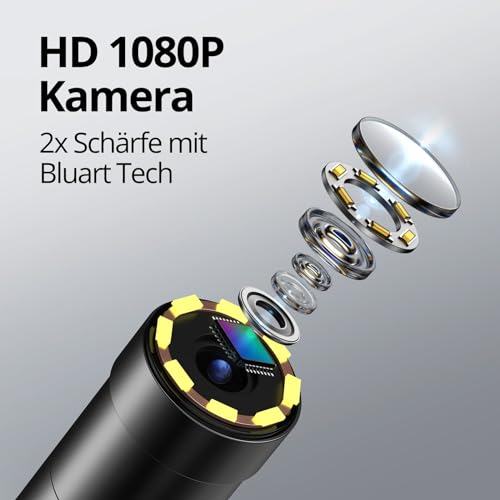 DEPSTECH Endoskopkamera mit Licht, 1080P HD Inspektionskamera Livebild mit 2X Zoom 2.4 Zoll IPS...