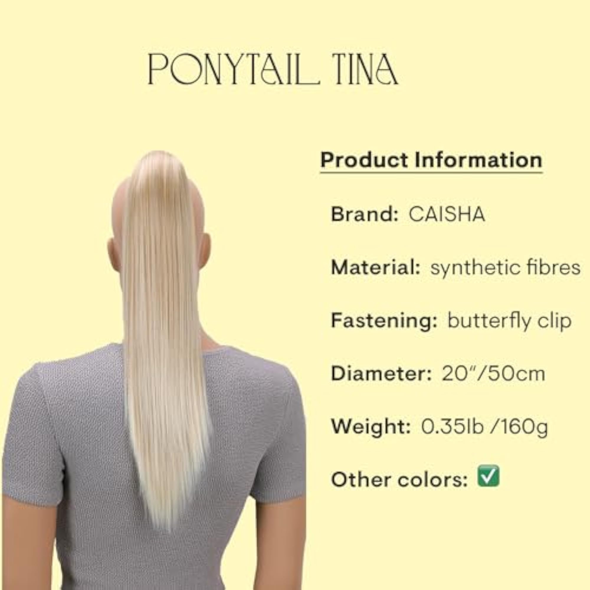20" Clip On Ponytail Extension Hair Piece
