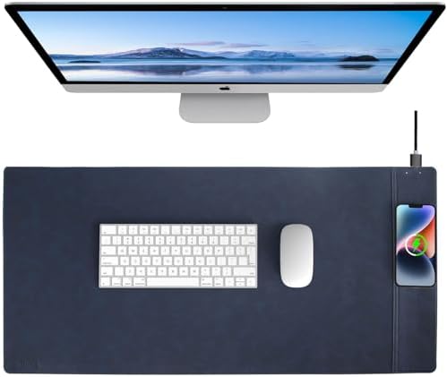 Magnetic Wireless Charging Desk Pad, Office Desk Mat with Wireles...