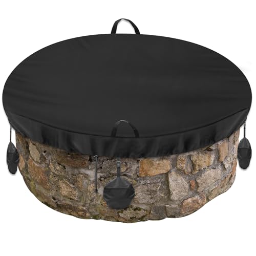 Outdoor Built in Fire Pit Cover, Luxiv Outdoor Fire Pit Cover for In Ground Firepit Waterproof Dustproof 600D Oxford Fabric Built in Stone Firepit Cover
