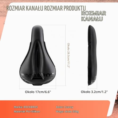 ROCKBROS Pokrowiec na Siodełko Rowerowe Żelowy, Miękki Ochraniacz na Siodełko Rowerowe Ergonomiczna Osłona Siodła do Rowerów MTB, Szosowych, Elektrycznych 28,5 * 17 cm