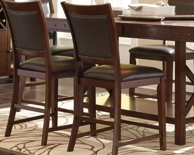 Signature Design By Ashley Collenburg 24.50" Counter Height Faux Leather Barstool, 2 Count, Dark Brown #TOP1