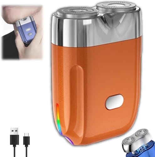 Peonly - Rasoio elettrico ricaricabile, impermeabile, rasoio elettrico a umido e a secco, modello mini rasoio elettrico a doppia testa, rasoio elettrico Peonly da uomo (arancione)