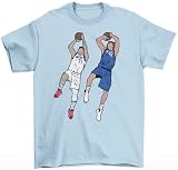Dirk Nowitzki and Luka Doncic Fadeaway Dallas T-Shirt (US, Alpha, Medium, Regular, Regular, Light Blue)