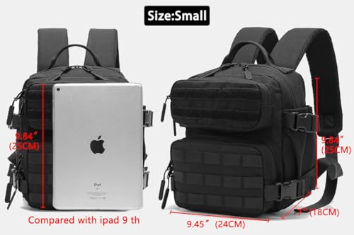 9L Mini Backpack for Men and Women, Small Backpack for Gym Hiking Travel Sports Running (Black)4