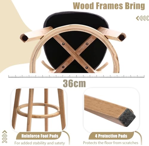 LIODUX Barstools Set of 2, Modern Simple High Bar Stools, Nordic Home Counter Bar with Backrest, Solid Wood Nordic Bar Chairs for Home (Beige, Seat Height 61 CM)