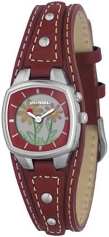 Fossil ES9873 Ladies Red Leather Strap 