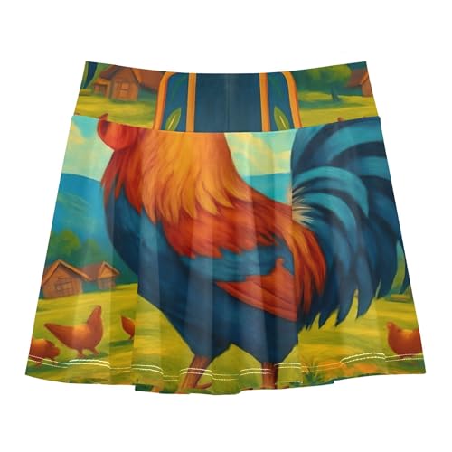 Uniform Athletic Shorts Girls Skorts Kids Tennis Skirts Pleated Skort Vintage Rooster 4t2