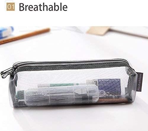 Kinhshion Mesh Pen Bag Pencil Case Makeup Tool Bag Storage Pouch Purse