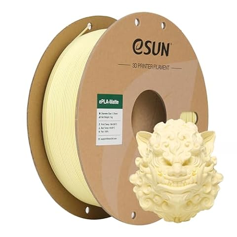 eSUN Upgraded Matte PLA Filament 1.75mm, Matte PLA 3D Printer Filament, Shine-Free Color, Frosted Texture, 1KG Spool (2.2 LBS) 3D Printing Filament for 3D Printers, Matte Almond Yellow