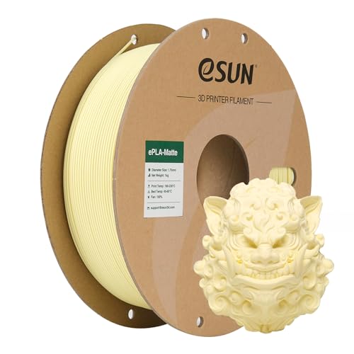 Image of eSUN Matte PLA Filament 1.75mm, Matte 3D Printer PLA Filament, 1KG Spool 3D Printing Filament for 3D Printers, Paper Reel, Almond Yellow