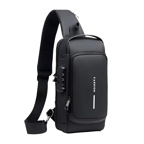 SNDIA Anti-Theft Sling Bag, Black, 17x9x32 cm