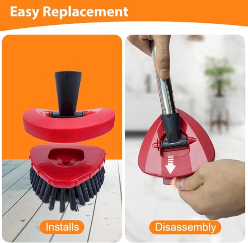 Image of Spin Mop Replace Scrub Brush Head Compatible with O Cedar RinseClean 2-Tank | Upgraded Dual-Texture Scrubber,Grey Soft for Foam & Black Stiff for Stain,20 Angled for Corners,Perfect for Kitchen,Bathroom
