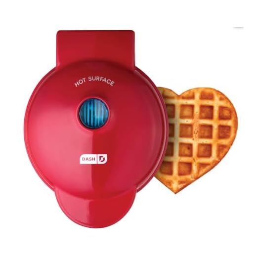 DASH Mini Waffle Maker Machine for Individuals, Paninis, Hash Browns, & Other On the Go Breakfast, Lunch, or Snacks, with Easy to Clean, Non-Stick Sides, Red Heart 4 Inch