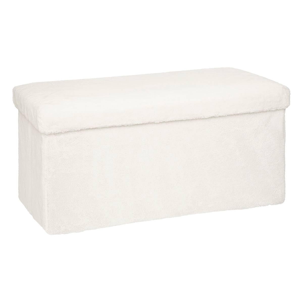 Atmosphera - Pouf Pliant Ezzio - Bois - Blanc