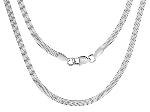 HAQUIL Flexible Stainless Steel Herringbone Snake Chain Necklace, Jewelry Gift for Men and Women 16/18/20/22/24/26/28/30' 3/4/5/6/7mm