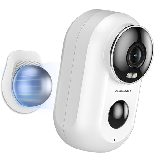 ZUMIMALL Security Cameras Wireless Outdoor with Magnetic Mount, No-Drill Installation, 2K Battery Powered Cameras for Home Security Indoor, 2.4G WiFi, Color Night Vision/130° View/AI Detecti
