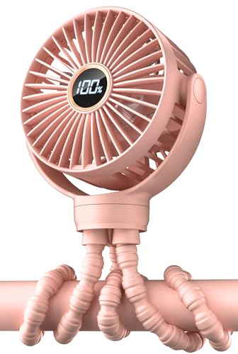 Image of KIDEE Portable Stroller Fan, Personal Baby Fan Battery Operated, LED Display, Small Clip on Fans USB Rechargeable, Mini Desk Fans for Outdoor Travel Car Seat