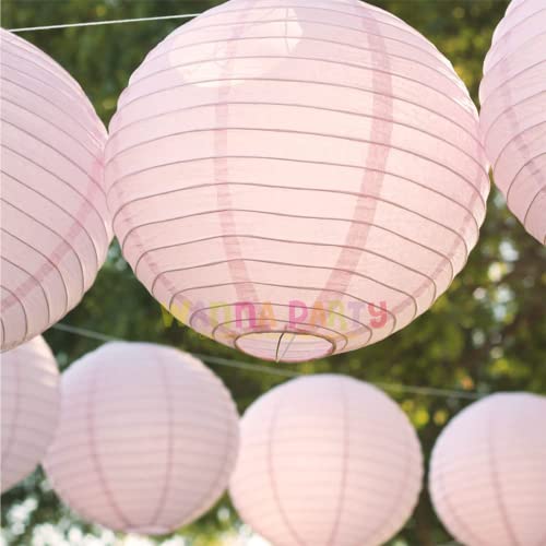 Image of Wanna Party 12 Inches Paper Lanterns Light Pink | Hanging Lantern for Diwali Christmas Indoor Outdoor | Home Decor for Marriage Baby Shower Birthday - Pack of 1