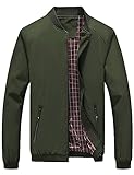 Lentta Men's Slim Fit Lightweight Softshell Bomber Jacket Coat Fall Jackets For Men (Large, Army Green 001)