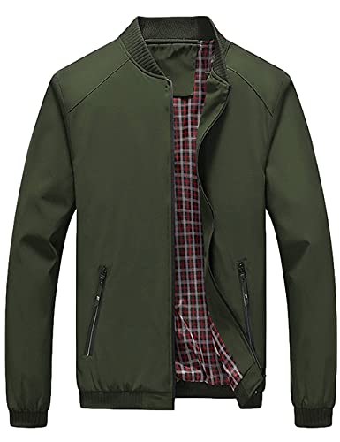 Lentta Herren Slim Fit Leichte Softshell Bomberjacke Mantel Herbst Jacken Für Männer, Grün (Army Green), XL
