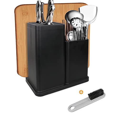 Universal Knife Holder Block, Yimerlen Plastic Knife Holder Storage Multi-Functional, Kitchen Knife Storage Utensils Organizer For Countertop (With Cleaning Brush) #TOP6