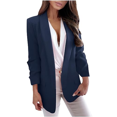 Office Blazers for Women Causal Long Sleeve Solid Color Knit Blazer Bussiness Work Open Front Suit Jackets