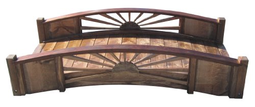SamsGazebos Sunburst Wood Garden Bridge, 6', Brown