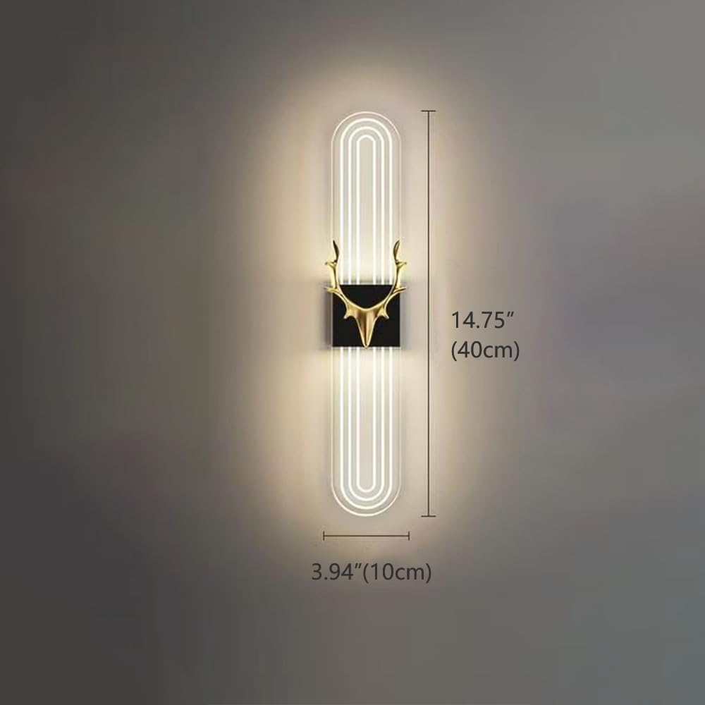 Moderna lampada da parete nordico per interni, luci a LED per camera da letto, hotel, comodino, corridoio, decorazione per interni della casa (luce fredda nera, 40 cm)