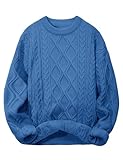 CMTOP Jersey Mujer de Punto Cable Suéter Cuello Redondo y Manga Larga Sueter Casual Holgado Pullover Jerséis Cálido Invierno Otoño