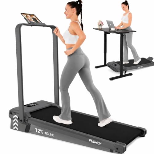 Image of FUNMILY Upgrade Walking Pad Folding Treadmill with 12% /15% Incline & Handle Bar, 3.5HP Foldable Under Desk Compact Treadmills for Home /Office /Gym, 400+lb Capacity, Shock Absorption