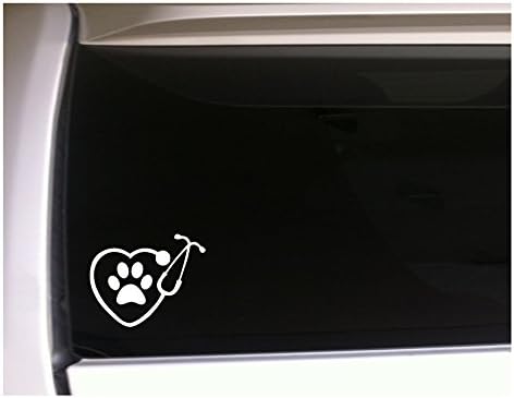 Heart Stethoscope with Paw Print 6.5" Vinyl Sticker DecalL96 Pets Animals Love Breeder Puppies Canine Vet