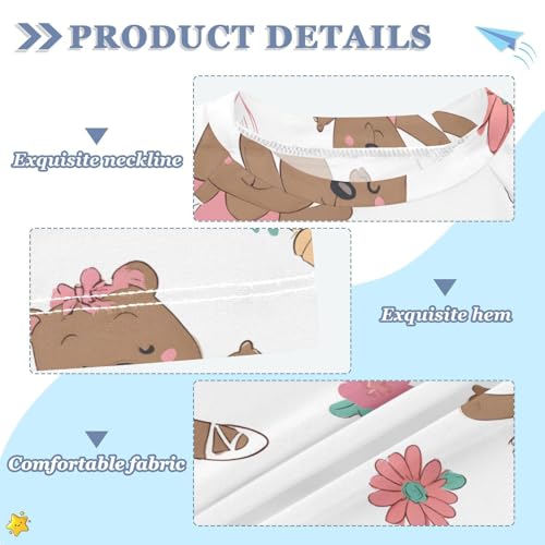 ALAZA Kids Rash Guard Girls Toddler Swim Shirts Short Sleeve Cute Bear Ballet UPF 50+ 3T3