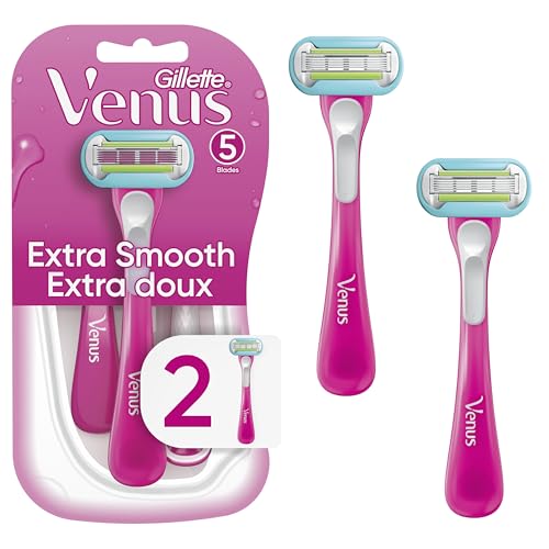 Gillette Venus Extra Smooth Sensitive Disposable Razors for Women with Sensitive Skin, 2 Count
