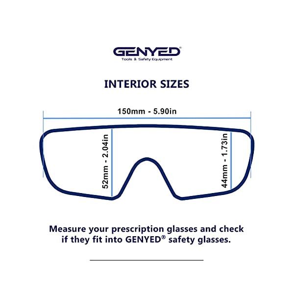 GENYED Schutzbrille fÃ¼r BrillentrÃ¤ger, CE EN166 zertifiziert, Sicherheits-Ãberbrille, kratzfest, beschlagfrei, UV400-GlÃ¤ser, verstellbare BÃ¼gel, Wrap-around, Sicherheitsbrille – Bild 7
