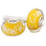 fluorescent light deutsch Lochdurchmesser: ca. 4,5 mm Andante-Stones 925 Sterling Silber Murano Glas Bead Charm Fluorescent (Gelb) Nachtleuchtend - Element Kugel für European Beads + Organzasäckchen