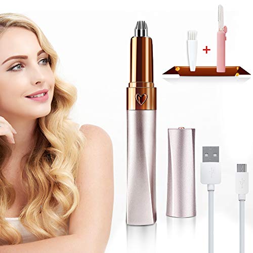 Eyebrow Hair Remover Epilator Rechargeable, Painless Precision Eyebrow Trimmer for Women, Portable Electric Eyebrow Razor Tool for Brow Face Lips Nose Hair Removal