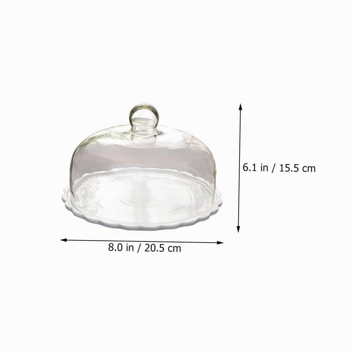 PRETYZOOM Cubierta de Vidrio para Pasteles y Pan Plato Cerámico Blanco