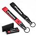 AUSZUOI 2 Pcs Fabric Keychain, Black and Red Motorcycle Keychain, Heavy Duty Key Chain for Bike, Car